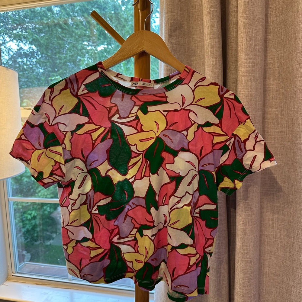 Zara Multicolor Floral T-Shirt